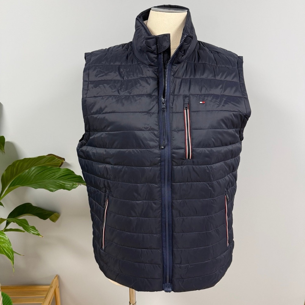 NWT Tommy Hilfiger Quilted Vest Mens XL Navy Blue Primaloft Vegan Down Packable